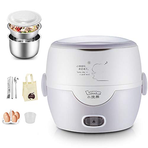 Mini Cuiseur électrique Multifonction Portable Cuiseur à Riz Cuit Vapeur Lent 1.0L En Acier Inoxydable Liner Boîte De Chauffage(Ivory)