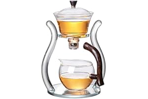 RORA Lazy Kungfu - Servizio da tè in vetro magnetico, con coperchio girevole, semiautomatico (arancione)