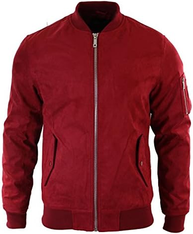 Mens MA1 PU Suede Bomber Varsity Jacket Quilted Smart Casual Harrington Coat