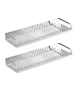 SBD Multipurpose Stainless Steel Chrome Finished Shelf (15x4.5 Inches) - Pack of 2