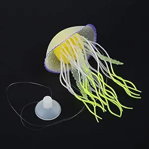 Pssopp Aquarium Artificial Lands Decorations Aquarium Simulation Silicone Artificial Jellyfish Fish Tank Decoration Ornament Non-Toxic Safe for Fish Tank Aquarium(Lemon Yellow)