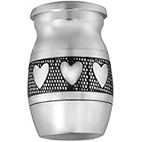 HOUSWEETY Pfirsich-Herz Muster aus Edelstahl Wasserdicht Urne Urne fuer Haustiere mit grosser Kapazitaet