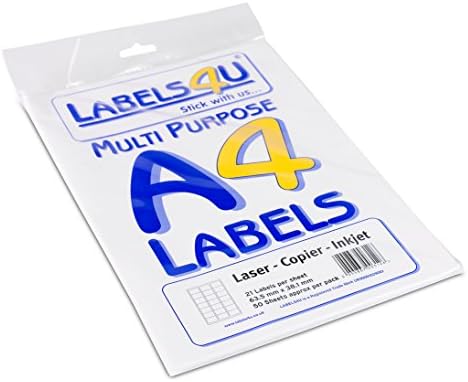 8 Labels Per Sheet Self-Adhesive, Printable with Laser or copier or Inkjet. 10 sheets A4 Sheet labels (99.1mm x 67.7mm) Labels4u ®TM