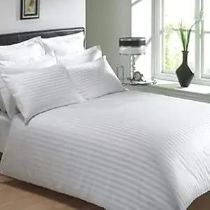 Trance Home Linen 100% 200 Tc self Satin Stripes White Duvet Cover Only Single 60 * 92