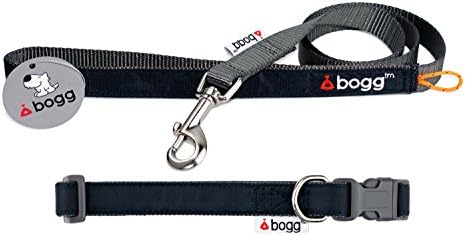 bogg | Stylish ripstop collar and lead set (Lead 1meter) (Collar Medium 35cm-50cm) Grey