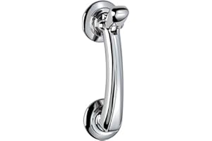 Loops Victorian Bow Door Knocker on Rose - 95mm Fixing Centres - Polished Chrome | External Door Knocker - Front Door Furniture - Ornate Porch Heavy Knocker