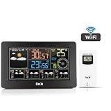 Mondeer Station météo Wi-FI avec contrôle APP, Horloge météo Intelligente avec Port de Chargeur USB, température et humidité extérieures intérieures Horloge numérique avec capteur extérieur