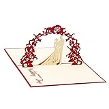 LUOEM 3D Pop up Sweet Heart Love Laser Cut Wedding Gift Greeting Wishes Invitation Card with Envelope - Wedding Invitations (Red)