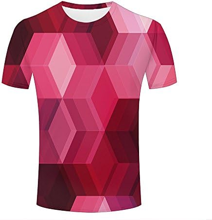 shanguo Men 3D T Shirts Pink Geometric Graphic Graphic Summer Top S
