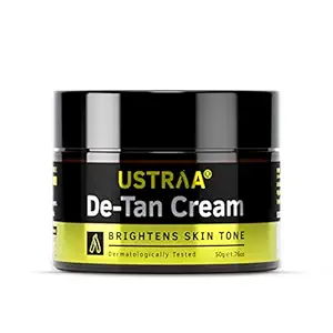 Ustraa De-Tan Cream 50g - Dermatologically Tested - For Tan removal & Even Skin tone, With Japanese Yuzu & Liquoric, Prevents Dark Spots, Without Bleach, No Sulphates, No Parabens