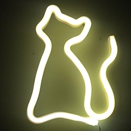 Cat Neon Signs LED Decor Night Light Wall Decor for Christmas Decoration Birthday Party Home LED Decorative Lights Wedding Event Banquet Party Decor, Battery and USB Power(Warm White)