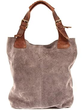 LECONI Henkeltasche Echt-Leder Wildleder Damentasche Handtasche für Damen Shopper für Freizeit, Büro oder Shopping...