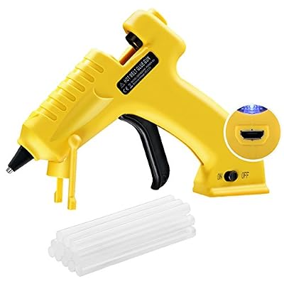 TopElek Mini Pistolet à Colle Chaud Sans Fil (12 Batons Inclus) Fusion Pistolet Ensemble pour l'Ecole/Bureau/Maison/Bricolage/Arts et Métiers Projets, Patch-Ups Rapide à la Maison