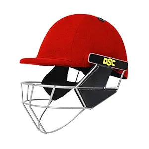 DSC Scud MS Cricket Helmet for Mens and Boys with Neck Guard (Fixed Spring Steel Grill) | Size: Extra Small | Color: Red