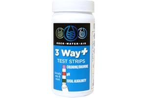 RockWaterAir 3-Way Plus Test Strips (Free Chlorine, Bromine, pH & Total Alkalinity) Test Strips for Hot Tub and Swimming Pools 50 chemical dip test strips
