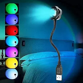 YOZTI 360 Degree Rotation USB Night Light Romantic Visual Ambient Sunset Lamp Projector Night Light (Black, 7 Colors + 13 Functional Modes)- R13