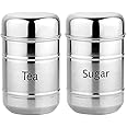 2heet HEET Stainless Steel Tea Sugar Boxes Containers Keeper Set for Kitchen (Silver) - 2-Piece