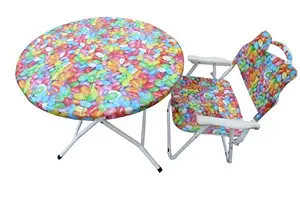 Amaze Folding Baby Kids Children Printed Portable Outdoor Study Dining Furniture Play Group Table-1 Chair Set