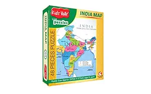 Kidz Valle India Map Tiling Jigsaw Floor Puzzles for Kids Age 4 Years and Above, 48 Pieces