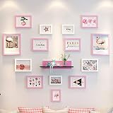 YaNanHome Fotowand-Raumdekoration Fotowand-kreative Wand-Fotorahmen-Wand-Kombination Verband Wandhängende Wand-personalisierte Fotowand (Color : Pink)