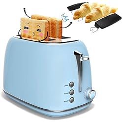 Morpilot Grille Pain Toaster Inox Baguette Automatique Toaster 2 Tranches Extra Large Fentes - 6 Niveaux Ajustable - avec Plateau de Miettes Acier