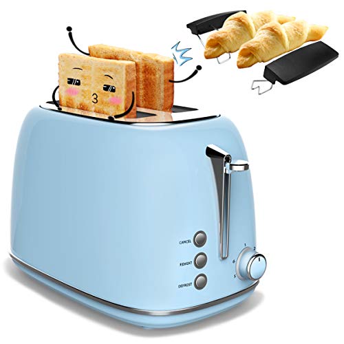 Morpilot Grille Pain Toaster Inox Baguette Automatique Toaster 2 Tranches Extra Large Fentes - 6 Niveaux Ajustable - avec Plateau de Miettes Acier