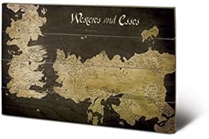 PYRAMID INTERNATIONAL Game of Thrones (Westeros and Essos Antique Map 40 x 59 cm Impression sur Bois