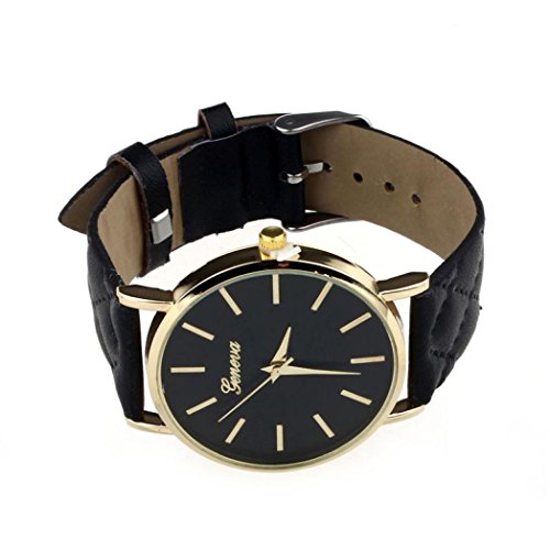 Susenstone Unisex casual Checkered-Leder-Quarz-analoge Armbanduhr
