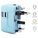 Produktbild RedRiver Stromadapter: Universal USB reiseadapter mit 2 USB-Ports aus 150 Ländern weltweit US UK EU AU Universal fusionierten Sicherheit AC-in Einem Ladegerät mit LED-Betriebsanzeige (Blau)