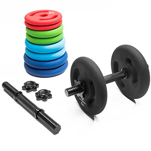 4x Hantelscheiben aus 100% Gusseisen in 1kg 2kg 3kg 4kg 5kg / farblich codiert je nach Gewichtsklasse! 30/31mm Bohrung mit bunten Neoprenüberzug zur Dämpfung. Variable Einsatz : Langhantel oder Kurzhantel 5kg / schwarz - 3