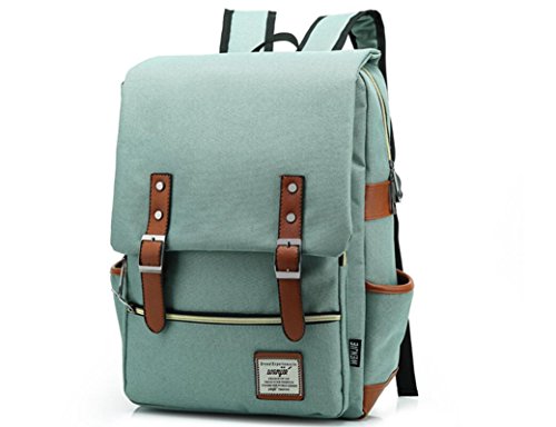 xibeitrade Vintage Rucksack Reise Casual College Leinwand Daypacks grün - 2