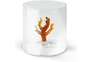 WD Lifestyle Bicchiere in vetro borosilicato. Capacità 250 ml. Decoro corallo.