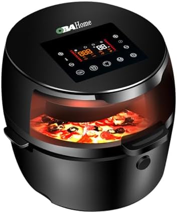 Friggitrice ad aria OBA-OH08 8 litri con sistema aria rotante Senza Olio, Display Digitale a LED, Otto Modalità Preimpostate, touch Screen1500w