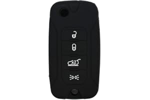 BROVACS Silicone Cover Protector Case Holder Skin Jacket Compatible with JEEP Renegade 4 Button Flip Remote Key Fob CV4757 Black