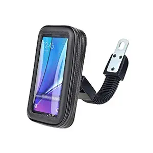 MODERN IN Mobile Waterproof Bike Scooty Holder|Waterproof Phone Mount at Rear View Mirror| Smartphone Motorcycle Mobile Zip Pouch Holder with 360* Adjustable Mount for All Mobile Phones.(Black)