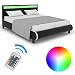 Produktbild Homelux LED Bett Polsterbett Kunstlederbett Doppelbett Bettgestell Bettrahmen 180 x 200 cm Schwarz