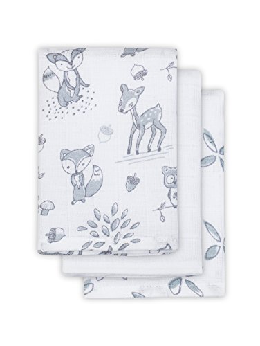 Jollein 537 848 65006 MUL Mouth cloth Forest Friends – 3 Pack – White