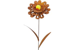 ‎BORNHÖFT Bornhöft Gartenstecker Metall Rost Gartendeko rostige Dekoration Edelrost mit Glaskugeln (Blume Sissi)