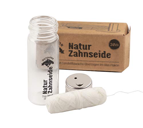 Zahnseide aus Naturseide - plastikfrei im Glas verpackt - biologisch abbaubar - der Natur zuliebe - Minzgeschmack