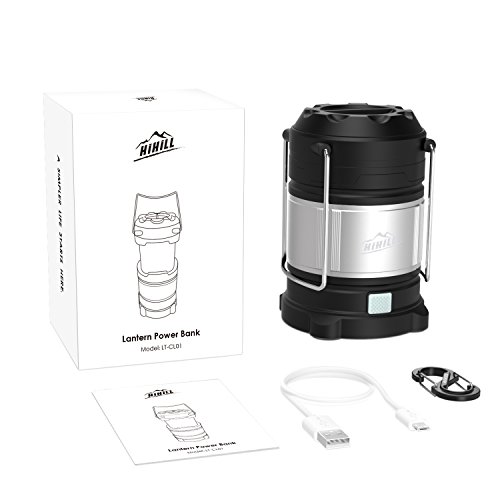 HiHiLL LED Campinglampe aufladbar Wasserdicht 360°Ausleuchtung mit USB Output, Zeltleuchte Notfallleuchte Aussenleuchte für Camping, Wandern, Notfall Outdoor [Energieklasse A+] - 9