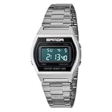 Herren Business Watch Wasserdichte Outdooruhr Sportuhr für Herren Analoge elektronische Uhr Edelstahl LED leuchtet Datum Zubehör ansehen,B