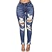 Produktbild Vectry Jeans Damen Slim Fit Skinny Fit Jeans Jogger Push Up Ankle Straight Leg Mit LöChern Stretch Denim Relaxed Hose Aufnäher Hosen, Loch Destroyed Leggings Bleistifthosen Jeanshosen(Blau,S)