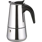  Grunkel - Cafetera italiana de 9 tazas en acero inoxidable para cocina de inducción, gas, eléctrica y vitrocerámica con apertura y mango de tacto frío. Modelo CAF-914