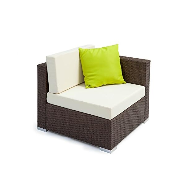 TecTake XXL Aluminium rattan garden furniture sofa set outdoor wicker incl. clamp (Brown Antique | No. 401814) - Image 5