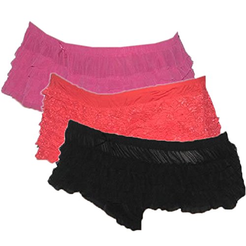 (Pack of 3)Womens Hipster Stretch Lace panties underwear Medium Multicolour