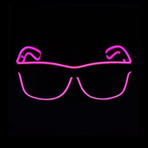Aquat EL Wire Neon Glasses LED Sunglasses Light Up Costumes For Halloween, Party RB01 (Pink, Black Frame)