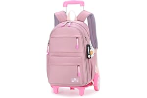 Tanou Plecak na kółkach z 6 kółkami, 40 cm, lekki tornister szkolny z kółkami, dla dziewcząt i chłopców, do szkoły podstawowej, zdejmowany plecak szkolny, na kółkach, do szkoły, na podróż