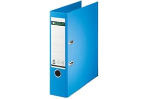 ‎LEITZ Leitz Qualitäts-Ordner 180°, A4, 8 cm Rückenbreite, Spezialpapierkaschierung in Leinenprägung, Blauer Engel, Hellblau, 10070030