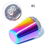 Tipo: Clavo Stamper Manicura DIY silicona transparente 2 colores Aurora Titanio Nail Stamper arco iris clavo de la manija placa de estanqueidad estampa