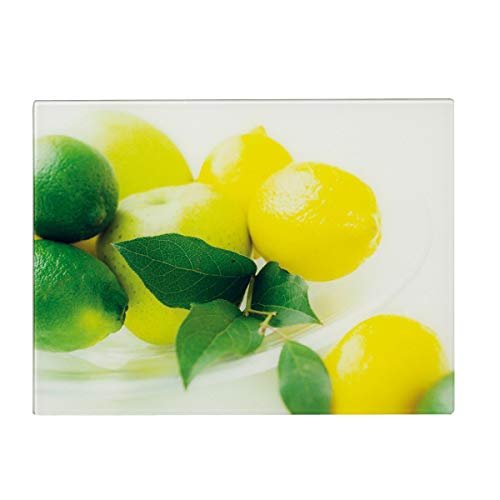 Zeller 26266 - Tabla de cortar de cristal con diseño de limones, 40 x 30 centímetros